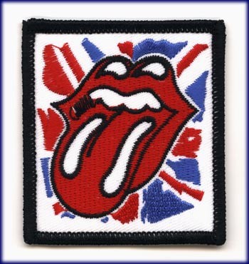 Aufb&uuml;gler / Aufn&auml;her "Rolling Stones Zunge auf Union Jack"