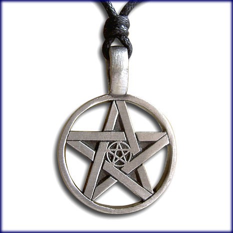 Zinn Amulett "Doppeltes Pentagramm"
