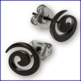 Ohrstecker aus Edelstahl  Schwarze Spirale 