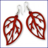 Ohrh�nger aus Holz  Rotes Blatt 