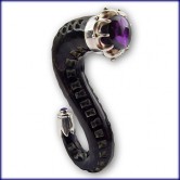 Horn Expander mit Amethyst gefa�t in Silber