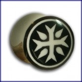 Horn Plug mit Knochen Inlay  Templerkreuz 