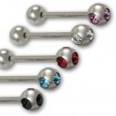 Zungenpiercing Set mit 4 Kristallsteinen in 5 verschiedenen Farben