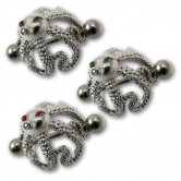 Brustpiercing  Krake  mit 3 Zirkonia Kristallen in verschiedenen Farben