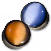 Horn bzw. Holz Plug mit blauem oder orangem Katzenauge Inlay
