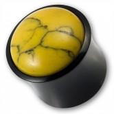Horn Ear Plug  Yellow Howlite 