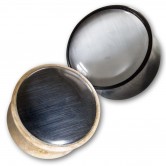 Wood or Horn Plug with black or white Cat's Eye-Inlay