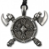 Pewter Pendant  Axes and Roundshield 