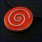 Rote Koralle Anh�nger  Silber Spirale 