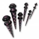 Set zum Aufdehnen der Ohrl�cher 10mm - Pinke Sterne