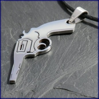 Edelstahl Anh�nger  Revolver / Gun 