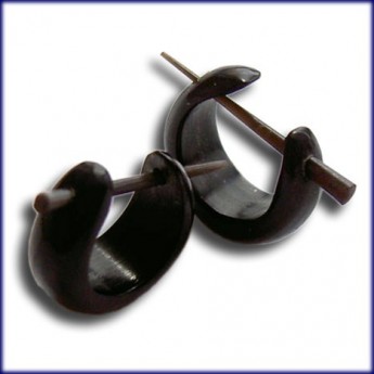 Kleine Schwarze Creolen aus Horn