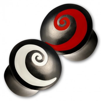 Horn Plug mit Knochen Inlay  Spirale  in Rot oder Weiss