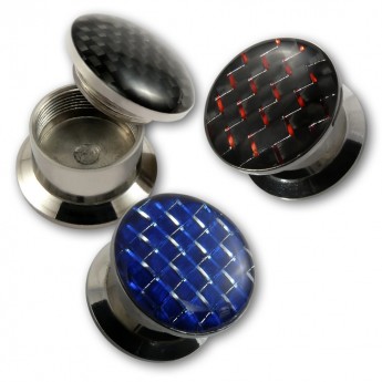 Edelstahl Box Plug  Carbon Fiber  in Blau, Rot oder Schwarz
