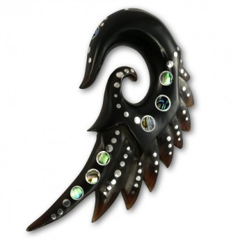 Angel Wing Horn Expander with Shell and Silver Inlays