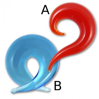Twister oder Sichel Expander aus blauem und rotem Glas