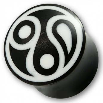 Ohr Plug aus Horn mit Knochen Tribal Inlay 