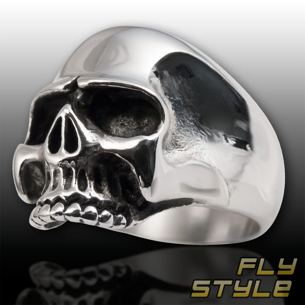 Classic Skull Ring Stainless Steel Keith Richards Men Silver Biker Rock