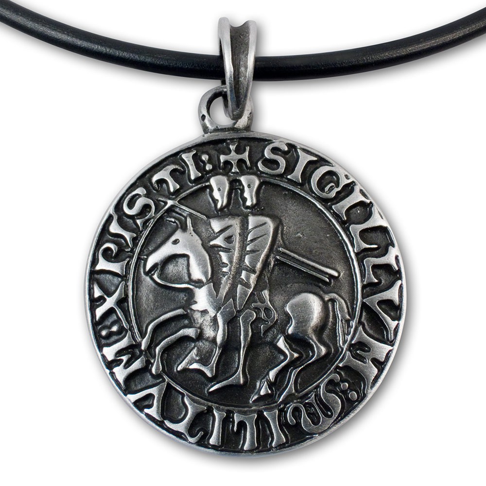 TEMPEL RITTER ZINN ANHÄNGER kette knights templar seal crusader mittelalter larp eBay