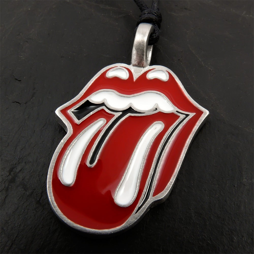 ROLLING STONES ZINN ANHÄNGER ZUNGE KETTE ROCKNROLL MIKE TONGUE