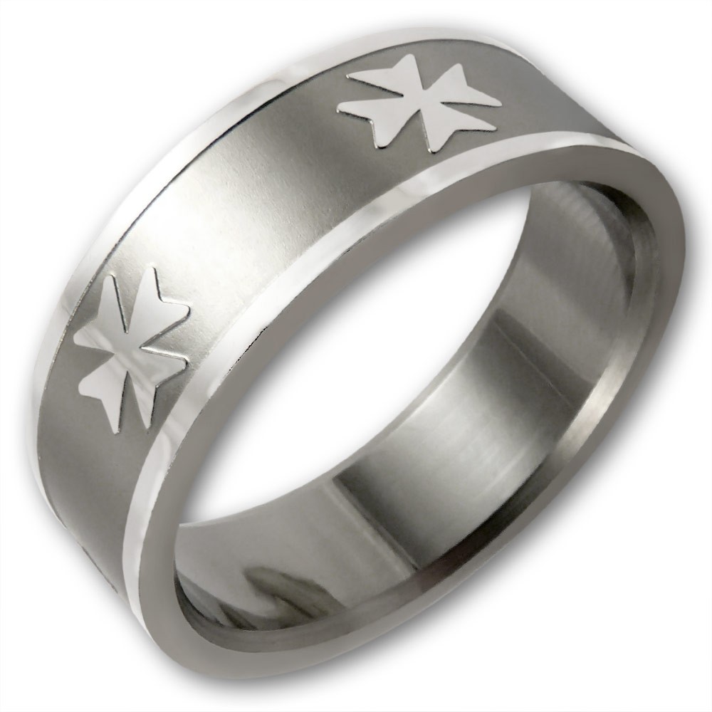 Edelstahl Ring Malteser Kreuz Ringe Herrenringe Bandringe