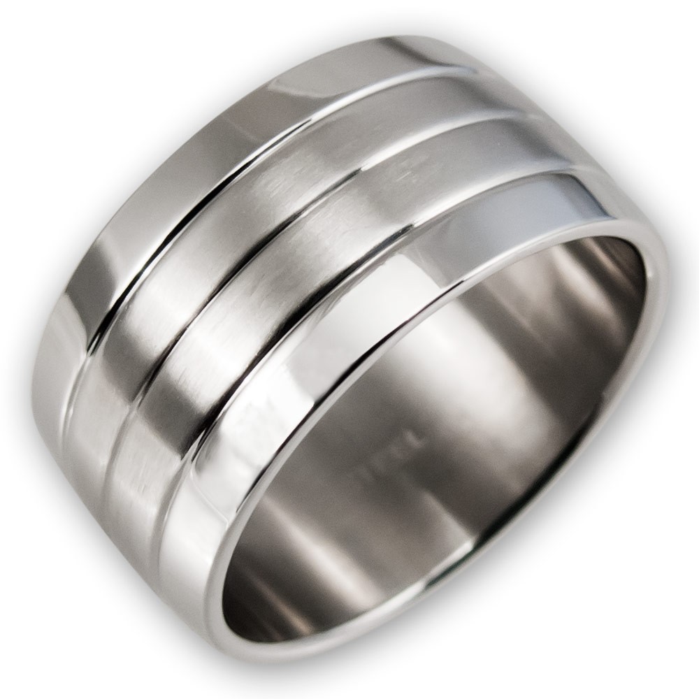 Eleganter Klassicher Edelstahl Bandring in silber Ringe Damenringe
